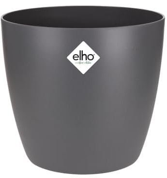 Elho Brussels Round 20 - Vaso per Interno - Ø 20.0 x H 18.7 cm - Nero/Anthracite
