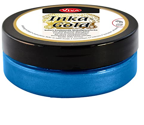 Viva Decor Inka Gold 62,5g (Stahlblau) - Einfach auftragbare, wachshaltige Metallic Polierpaste. Schnell Trocknender Metallglanz, Hochglanz-Effekte für DIY. Dekorpaste für Holz, Ton & Terracotta