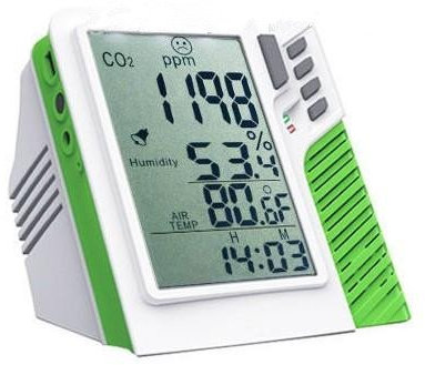 Gowe Digital Wall mount / Desktop Carbon Dioxide CO2 Temperature RH Monitor 0~9999ppm Range Meter + Backlight Clock