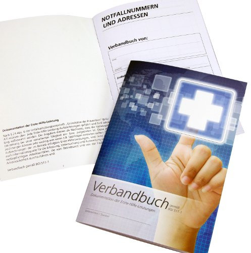 25 Stück Verbandbuch Verbandsbuch Erste Hilfe Buch BG/BGI 511-1 40 Seiten A5