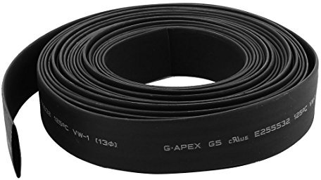 sourcing map Gaine Thermorétractable 13mm Diamètre 2:1 Rapport Tube Thermorétractable Fil Enveloppe 5m Noir