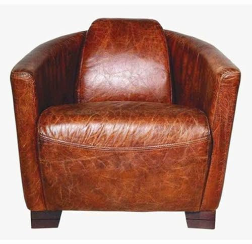 Casa Padrino Art Deco Echtleder Sessel Ebony Leder/Ciger - Braun - Clubsessel - Lounge Sessel