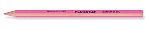 STAEDTLER trockener Textmarker Buntstift, neon pink, ergonomische Dreikantform, ideal für dünnes Papier, 12 Trockentextmarker im Kartonetui, 128 64-23