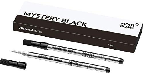 Montblanc Tintenroller Minen Mystery Black 105162 – Ersatzmine für Roller Ball und Fineliner Größe F – 2 x Refill Rollerball F