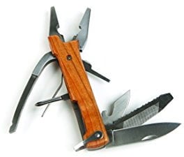 Kikkerland 7 in 1 Compact Pliers Multi Tool - Multipurpose Tool with Beechwood Handle, Ideal Multi-Function Tool Gift for New Homeowners