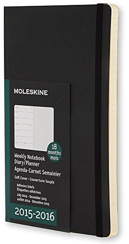 Moleskine 18 Monate Wochen-Notizkalender/Taschenkalender 2015/2016, Pocket, A6, Soft Cover, schwarz