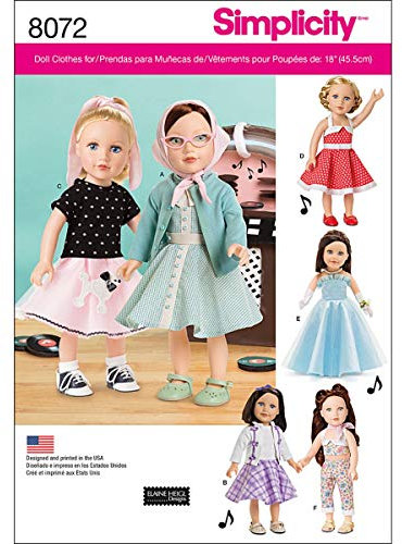 Simplicity 8072OS Vintage Inspired with 18-Inch Doll Clothes Sewing Pattern, Paper