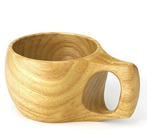Ecloud Shop® Hecho a mano de madera Taza Copas Tazas de té decorativo Copas Rubberwood