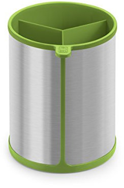 BRA Prior Bote Giratorio para Utensilios de Cocina Apto para el Contacto con los Alimentos, Acero Inoxidable 18/10 y Silicona, Verde, 14.5 x 15 x 18 cm