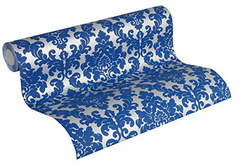 Thomas Barock Vlies-Tapete (silber/royalblau)