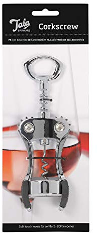 Tala Professioneller Flügel-Korkenzieher, Robustes Traditionelles Design für Schnelles und Einfaches Öffnen von Weinflaschen mit Integriertem Flaschenöffner
