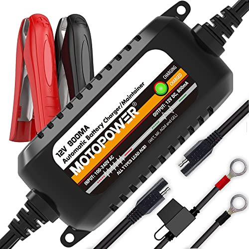 MOTOPOWER MP00205C Chargeur de Batterie Automatique 12V 800mA - Charger, Entretenir et optimiser Les Batteries