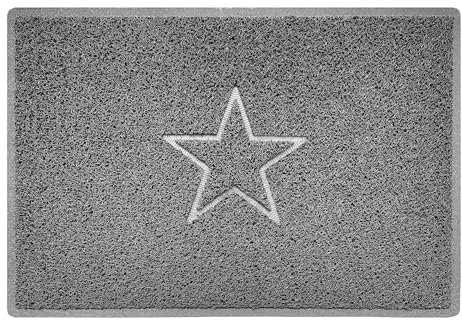 Nicoman Star Geprägt Fußmatte-(Geeignet für Innen- und Schützen Außen), Groß (90x60cm), Grau