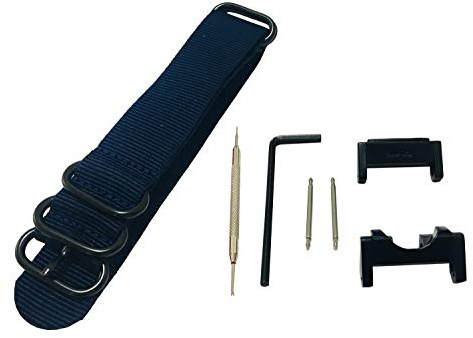 Richie strap 22 mm 5-Ring-Nylon-Uhrenarmband GWG1000 Metall-Adapter-Set für Casio GShock G-Shock GWG-1000, blau, Armband