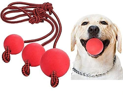 Xrten 3 pcs Jouets pour Chien avec Corde de Balle en Caoutchouc, Jouets pour Animaux de Compagnie, Jouets à Mâcher pour Chats