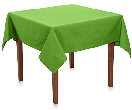 Tischdecke Baumwolle Linon - Uni, Einfarbig, Baumwolltischdecke, Tischtuch, Tischdeko (Hellgrün, 80x80 cm)
