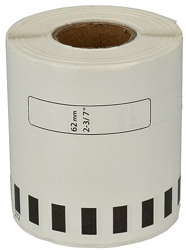 vhbw Etiketten-Rolle 62mm x 15,24m (1 Etikette) kompatibel mit Brother PT QL-580N, QL-650, QL650TD Etiketten-Drucker - Premium Weiß