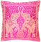 Indische Banarasi Seide Deko Kissenbezüge 40 cm x 40 cm, Extravaganten Designs für Wohnzimmer und Schlafzimmer Dekoration - Doppel Elefant Muster 40 x 40 cm | 16 x 16 Zoll, Rosa-4