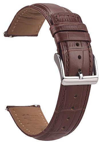 EACHE Uhrenarmband 20mm Leder Braun Krokodilmuster für Herren, Vintage Kroko Prägung Mit Schnellverschluss, Alligator Geprägtes Uhrenarmband