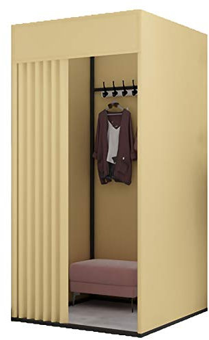 FYZS Temporary Mobile Fitting Room, Outdoor Sun Shelter Camping Toilet Replacement Dressing Room, Privacy Shower Tent, Simple Display Stand for Temporary Activities (Yellow, Linen Cloth)