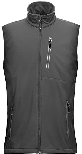 33,000ft Leichte Softshell Weste für Herren, Wasserdichte Winddichte Laufweste, Atmungsaktive Vest Gilet Ärmellose Jacke für Radfahren, Laufen, Wandern, Golf, Arbeit Grau L
