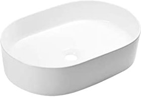 VBChome Waschbecken 50 x 35 Keramik Oval Waschtisch Handwaschbecken Aufsatzwaschbecken Waschschale Gäste WC