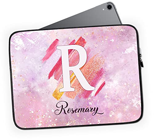 Personalised Any Name iPad 10.2 inch Case Sleeve - Liquid Marble Purple Glitter Effect - for iPad 10.2 - 9th 8th 7th Gen - 2021/2020 / 2019 Cover - Ladies Gift
