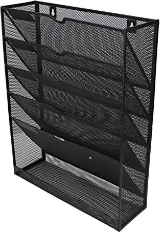 Wand-Aktenhalter, Wand-Akten-Organizer, langlebiges Metall, einfache Installation, 5 Taschen, platzsparend für Dokumente, Notizbücher und Akten