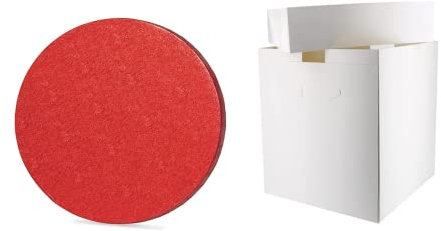 Art of Cake® 12 in Drum Red and 12 in Tall Cake Box(12 in red Tall) Cake Board for Birthday and Wedding.