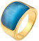 Dsnyu Herrenring, Siegelring Halbbogen Opal, Edelstahl Ringe Blau Party Schmuck, Größe 57 (18.1)