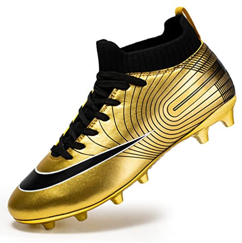 IFIKK Unisex Fußballschuhe Herren Microfaser Cleats Athletics Trainingsschuhe Professionelle Kind Outdoor Football Schuhe (Gold,34)