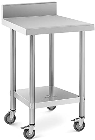 Royal Catering RCAT-60/60-WS Edelstahltisch Mit Rollen Und Aufkantung 60 X 60 Cm 120 Kg Tragkraft Arbeitstisch