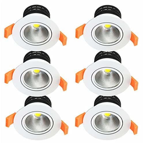FunBegin Spot Led Encastrable Salle Bain IP44 Etanche Pour Douche Spote de Cache Blanc Encastré Plafond Orientable Dimmable Eclairage 230v Extra Transformateur 7W 4500k Lumière Naturelle 6 Pack