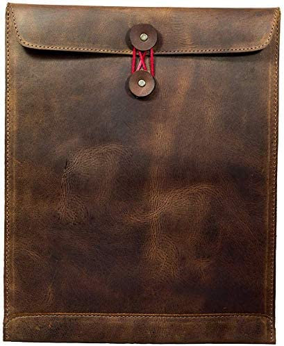 The Tannery Porte-Documents en Cuir Pleine Fleur Fait à la Main et Dossier de Documents d’enveloppe de Portefeuille Dossier de fichiers en Cuir | Organisateur Professionnel (Marron foncé)