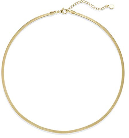 18K Gold Plated Dainty Choker Necklace for Women | Snake Chain, Cuban Link, Paperclip, Ball Beaded Chain, Tennis Chain, Natural Freshwater Pearl Necklace Fashion Jewelry, Gold Plated, No Gemstone