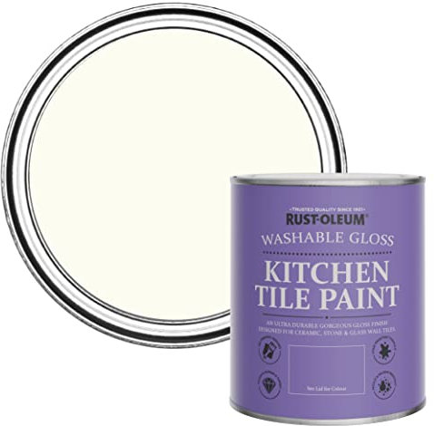 Rust-Oleum Peinture Blanche Résistante à l'eau pour Faïence de Cuisine, Finition Brillante - Porcelaine 750ml