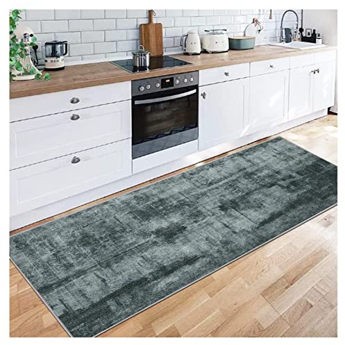 Siunwdiy 60x240cm Teppich Läufer, Dunkelgrau Waschbare Teppiche Rutschfest Korridor Polyester Modernen Küchenläufer Meterware, Pflegeleicht