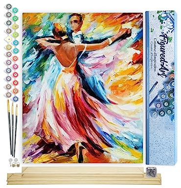 Figured'Art Peinture par Numéro Adulte Danse de Salon - Activité Manuelle Kit de Loisir Créatif DIY Numéro d'Art Complet - 40x50cm avec châssis en bois à monter