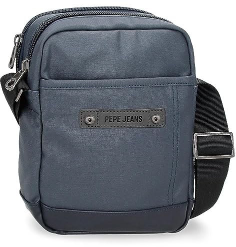 Pepe Jeans Hatfield Umhängetasche mit zwei Fächern, Blau, 17 x 22 x 7,5 cm, Polyester, blau, Talla única, Umhängetasche mit zwei Fächern