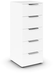 Rauch Möbel Flipp, Kommode, Farbe Weiß, Breite 40 cm | Sideboard, 5 Schubladen, Soft-Close-Funktion, für Schlafzimmer, Gästezimmer, Wohnzimmer, Garderobe, Flur