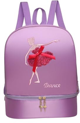 Oshhni Zaino per danza classica Borsa per danza classica Dolce zaino portatile casual Borsa per ballerina per ragazze con scomparto per scarpe per ginnastica, Stile viola B