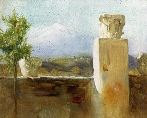 SYlale Klassische Malerei Leinwand Wandbild Wandkunst Malen Der ätna von taormina von arthur hacker für Bürodekoration 60x90cm