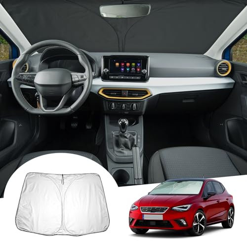 GAFAT Seat Ibiza 6F MK5 2017-2024 2025 Parasol para Parabrisas Interior, Ibiza V Parabrisas lunas delanteras, Ibiza 2023 Protección Solar, Enfriamiento, Protección UV, Seat Ibiza Accesorios