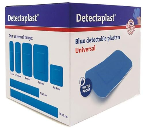 Cerotti in astuccio da 100 pz assortiti 5 misure DETECTAPLAST blu detectable HACCP per l'utilizzo nell'industria alimentare