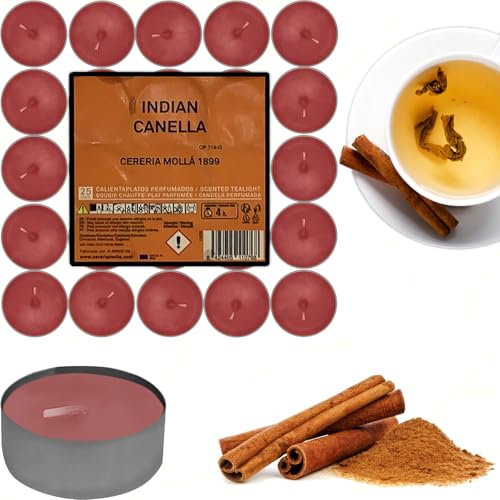 Teelicht, Packung mit 25 Stück, verschiedene Düfte (1 Packung mit Indian Canella)
