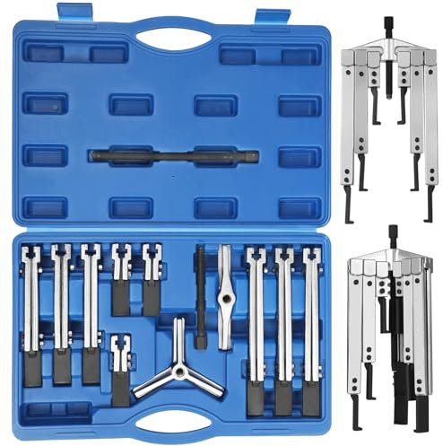 13-TLG Lagerabzieher Set | Breite 45-135mm, Tiefe 105-265mm | Einstellbare 2 & 3 Backen Abzieher | Innen- und Außenabzieher Zahnrad Abzieher Kugellagerabziehe Parallelabzieher Radlagerabzieher Auto