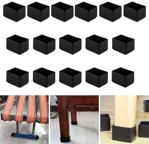 Lot de 16 protections rectangulaires en silicone pour pieds de chaise, 30 x 35 mm, capuchons de pieds de chaise, capuchons de pieds de meubles, capuchons de tabouret pour éviter les rayures sur le sol