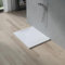 AQUABATOS SMC Duschwanne 100x80 cm Weiß Eckig Quadratisch Duschtasse Duschbecken Brausewanne Brausetasse Rutschfest Bodengleich Ebenerdig Steinoptik Schieferoptik (Ablaufgarnitur nicht Inklusive)