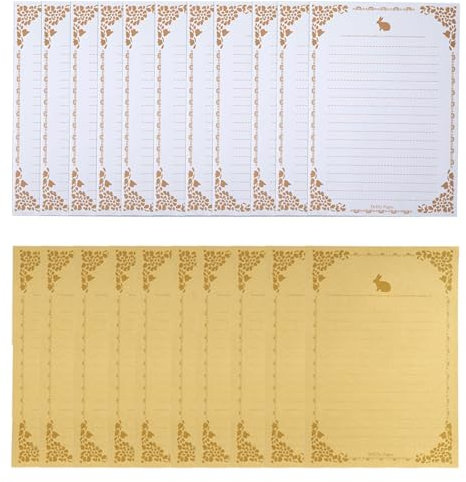 Kisstta 20 Stück Briefpapier A5, Altmodisches Briefpapier, Vintage Briefpapier Mit Hasenmotiv in Holzfarbe Und Weiß, Ideal Für Vintage-Einladungen Und Briefe