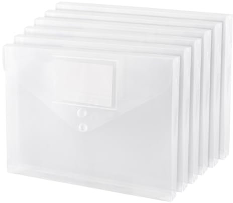 Dokumententasche A5, 20 Stück Transparent Dokumentenmappe A5 mit Etikettentasche, Dokumenten Mappen für Dokumente Quittungen Tickets Notizen Organisieren